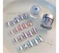 1 bouteille Poudre de paillettes miroir de clair de lune Poussière de chrome Poudre d'œil de chat Poudre de blanchiment des ongles Poudre décorative pour ongles Aurora #20240 Verre