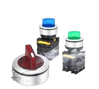 1 bouton de sélection de 30 mm LED 1NO/2NO/1NO1NC 2/3 positions auto-bloquant interrupteur marche/arrêt rotatif momentané avec lumière 12 V 24 V 220 V 10 A (lumière rouge, 1NO1NC_2 POSITION AUTO-LOCK