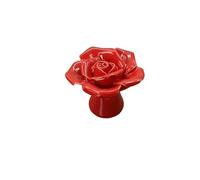 1 bouton de tiroir en céramique en forme de fleur de rose, poignées de placard rurales, quincaillerie de meubles tendance(Red)