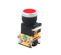 1 bouton poussoir LA38-11BN - 22 mm - Petit panneau rond plat - Momentary/arrêt - Bouton d'arrêt d'urgence - LA38-11 LA38-11BNZS (LA38-11BN - Noir, Self-locking, Silver contact)