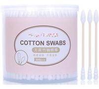 1 Box (300pcs) White Spiral Tip Wooden Tube Double Head Antibacterial Cotton Swab Bud Cleaning Sterile Simple Sticks Ball Ears Eye Shadow Remover