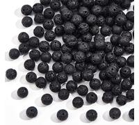 1 Box Approximately 180 Pcs 8 Mm Black Natural Gemstone Lava Beads Round Beads Natural Stone Beads For Jewellery Making Necklace Bracelet Decorations