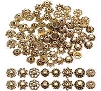 1 Box Of 240 Alloy Spacer Beads Caps Small Flower Textured Tibetan Style Bali Antique Gold Bead Caps For Jewellery Making Necklaces Bracelets Goat