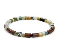 1 bracelet carré en perles de bois - Pierre naturelle - Agates - Labradorite - Œil de tigre - Pour homme et femme, Pierre