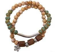 1 bracelet de perles à double boucle, style zen, fait à la main, cordon élastique en imitation céramique, bijou unisexe pour porter au quotidien et méditer