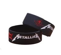 1 bracelet silicone groupe metallica noir blanc et rouge rock roll heavy metal homme femme ado