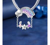 1 breloque arc-en-ciel argentée tendance pour la fabrication de bijoux et les tenues quotidiennes, décoration de bijoux assortie pour femme, cadeau pour maman