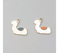 1 breloque Lama en émail doré, Bijoux en alpaga, Fournitures pour Animaux, 28 mm - par défaut