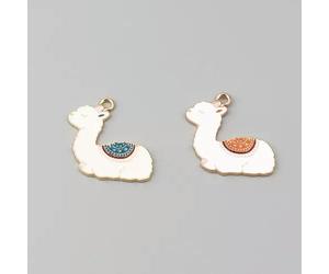 1 breloque Lama en émail doré, Bijoux en alpaga, Fournitures pour Animaux, 28 mm - par défaut