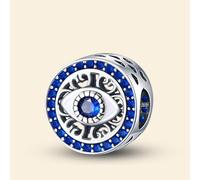 1 breloque ronde tendance en forme d'œil de diable en argent pour la fabrication de bijoux et les tenues quotidiennes, cadeau de décoration assorti pour maman, 10.39*7.18mm, Argent, Pas de pierre