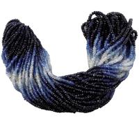 1 brin de perles rondes à facettes en saphir bleu naturel de 3 à 3,5 mm de long et 39,4 cm de long
