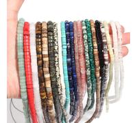 1 brin de perles rondes plates en pierre naturelle, 4/6mm, Agates, Jades, Rondelle, breloque, perles d'espacement amples pour la fabrication de bijoux à faire soi-même Drawing Stone