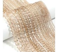 1 brin/lot de perles rondes plates à facettes en cristal de 3, 4, 6, 8 et 10 mm, perles d'espacement en verre pour loisirs créatifs, ornements et accessoires faits main - Champagne - 3,0 mm (environ