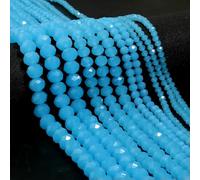 1 brin/lot de perles rondes plates à facettes en cristal de 3, 4, 6, 8 et 10 mm, perles d'espacement en verre pour loisirs créatifs et fabrication d'ornements faits main - Bleu ciel - 6 mm (environ