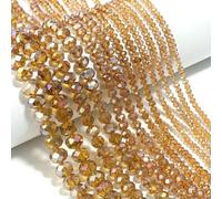 1 brin/lot de perles rondes plates à facettes en cristal de 3, 4, 6, 8 et 10 mm, perles d'espacement en verre pour loisirs créatifs, fabrication d'ornements et accessoires faits main - AB Or - 3,0 m