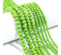 1 brin/lot de perles rondes plates à facettes en cristal de 3, 4, 6, 8 et 10 mm, perles d'espacement en verre pour loisirs créatifs et fabrication d'ornements faits main - Vert - 6 mm environ, 90 pi