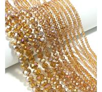 1 brin/lot de perles rondes plates à facettes en cristal de 3, 4, 6, 8 et 10 mm, perles d'espacement en verre pour loisirs créatifs et fabrication d'ornements faits main - AB Or - 6 mm (environ 90 p