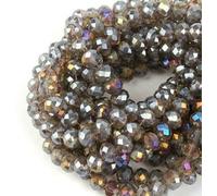 1 brin/lot de perles rondes plates à facettes en cristal de 3, 4, 6, 8 et 10 mm, perles d'espacement en verre pour loisirs créatifs et fabrication d'ornements faits main - Gris AB - 10 mm (environ 6