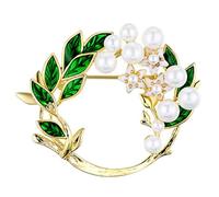 1 broche en forme de muguet, fleur préférée de la reine Elizabeth blanche, 4.2x3.5x1cm, Métal