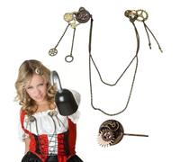 1 Broche Mécanique Rétro Et 1 Coiffe, Éléments D'Engrenage, Métal Durable Et Accessoires Personnalisés Résistants À La Décoloration, Adaptés Aux Robes À Thème Et Au Bal.