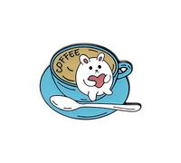 1 broche mignonne en forme de tasse à café en émail pour chemise, sac à revers, badge d'enfance, bijou de dessin animé, cadeau pour enfant, ami, charmant et attrayant