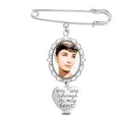 1 broche ovale personnalisée pour bouquet de mariage, décoration adaptée pour les réunions, les rassemblements, les mariages, Noël, etc.