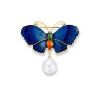 1 broche papillon en émail et perle simulée pour femme, broche vintage pour fête, mariage, 3 cm x 5 cm, 3cmx5cm, Métal Gemme Bois, Zircone cubique Agate Obsidienne