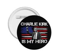 1 broche ronde en hommage au héros Charlie Kirk (1993-2025)