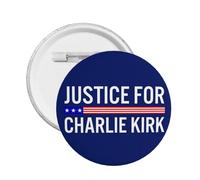 1 broche ronde « Justice For Charlie Kirk » et hommage commémoratif à Charlie (1993-2025)