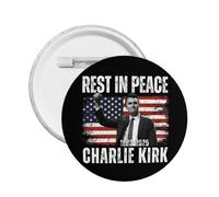 1 broche ronde « Repose en paix Charlie Kirk » en forme de héros commémoratif, décoration de poitrine