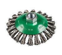 Klingspor Brosse conique torsadée BK 600 Z – 100 mm, 1 rangée, Filetage M14 x 0,5, acier inoxydable