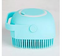 1 brosse de bain pour animaux de compagnie à poils doux avec poignée ergonomique et couvercle amovible pour la douche et le bain, chiens et chats de petite et moyenne taille, bleu