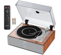 1 BY ONE Tourne-Disque Entièrement Automatique avec Télécommande | Télécommande incluse, haut-parleurs intégrés, cellule MM, préamplificateur phono, entraînement par courroie