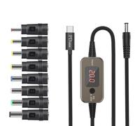1 câble adaptateur USB C vers CC de 2 m avec 10 embouts interchangeables et écran LED pour une meilleure alimentation (8 droits)