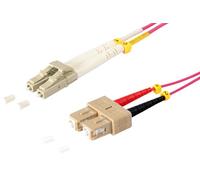 1 câble de brassage duplex OM4 LWL DX de 15 m, LC/UPC - SC/UPC MM multimode - 50/125 µm LSZH violet