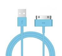 1 câble de charge et de synchronisation USB Peak Power 30 broches de 1 m - Compatible avec iPod Nano, Touch, Classic, Video, iPhone 3G/3GS/4/4S et iPad 1/2/3 (bleu ciel)