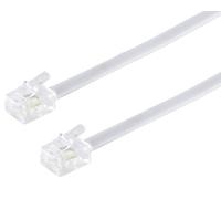 1 câble de téléphone de 20 m - Fiche RJ11 6/4 vers fiche RJ11 6/4 - Câble plat à 4 fils - Fiche western - Blanc