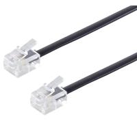 1 câble de téléphone de 20 m - Fiche RJ11 6/4 vers fiche RJ11 6/4 - Câble plat à 4 fils - Fiche Western - Noir