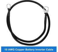 1 Cable D'Onduleur De Batterie 10 Awg Calibre 2Ft 3/8" Lug 5/16" Lug Cable De Batterie Universel Pour Voiture Véhicule Bateau Vr Solaire Cuivre étamé Noir