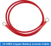 1 Cable D'Onduleur De Batterie 10 Awg Calibre 3.5Ft 5/16" Cable Batterie Universel Pour Voiture Véhicule Bateau Vr Solaire Cuivre étamé Rouge