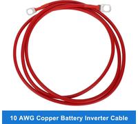 1 Cable D'Onduleur De Batterie 10 Awg Calibre 5Ft 3/8" Lug 5/16" Lug Cable De Batterie Universel Pour Voiture Véhicule Bateau Vr Solaire Cuivre étamé Rouge
