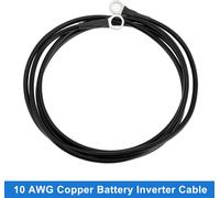 1 Cable D'Onduleur De Batterie 10 Awg Calibre 6Ft 3/8" Lug 5/16" Lug Cable Batterie Universel Pour Voiture Véhicule Bateau Vr Solaire Cuivre étamé Noir