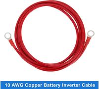 1 Cable D'Onduleur De Batterie 10 Awg Calibre 8Ft 3/8" Lug Cable Batterie Universel Pour Voiture Véhicule Bateau Vr Solaire Cuivre étamé Rouge