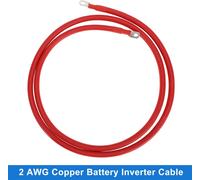 1 Cable D'Onduleur De Batterie 2 Awg Calibre 6Ft 3/8" Lug 5/16" Lug Cable De Batterie Universel Pour Voiture Véhicule Bateau Vr Solaire Cuivre étamé Rouge