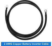 1 Cable D'Onduleur De Batterie 2 Awg Calibre 7Ft 3/8" Lug 5/16" Lug Cable De Batterie Universel Pour Voiture Véhicule Bateau Vr Solaire Cuivre étamé Noir