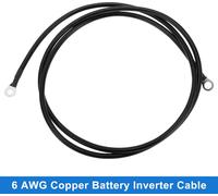 1 Cable D'Onduleur De Batterie 6 Awg Calibre 6Ft 3/8" Lug 5/16" Lug Cable De Batterie Universel Pour Voiture Véhicule Bateau Vr Solaire Cuivre étamé Noir