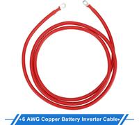 1 Cable d'Onduleur de Batterie 6 AWG Calibre 6FT 5/16" Lug Cable de Batterie Universel pour Voiture Véhicule Bateau VR Solaire Cuivre étamé Rouge