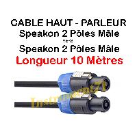 1 Câble Haut Parleur Speakon Mâle vers Speakon Mâle 2 x 2,5 mm² 10 Mètres