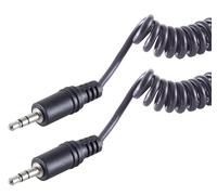 1 câble jack 3,5 mm stéréo spiralé noir de 2,5 m - Connecteur audio robuste - Connecteurs moulés - Contacts nickelés - Idéal pour le studio, la HiFi et les instruments