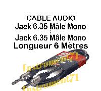 1 Câble Jack 6,35 Mâle Mono vers Jack 6,35 Mâle Mono Long 6 Metres